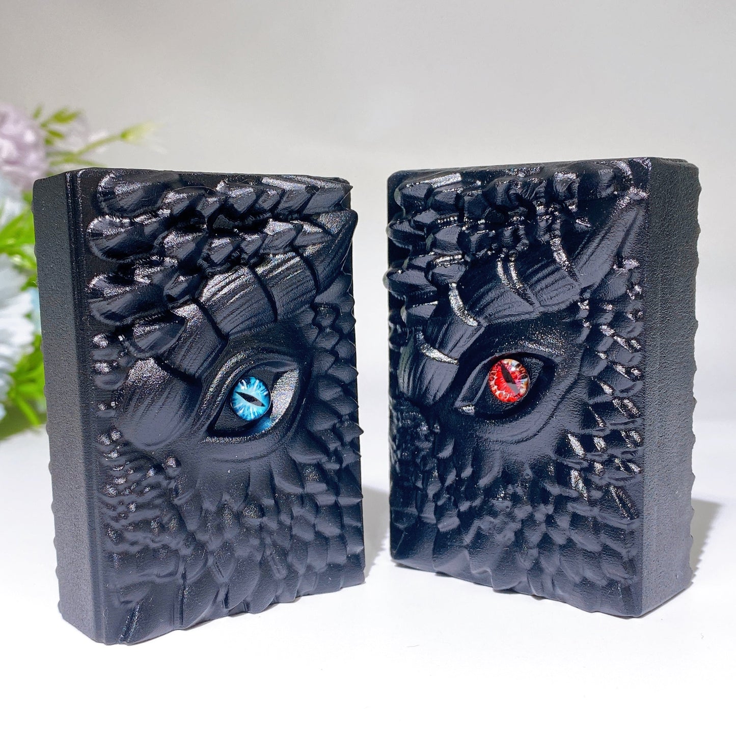 Black Obsidian Dragon Book Carving Crystal Healing Bulk Wholesale