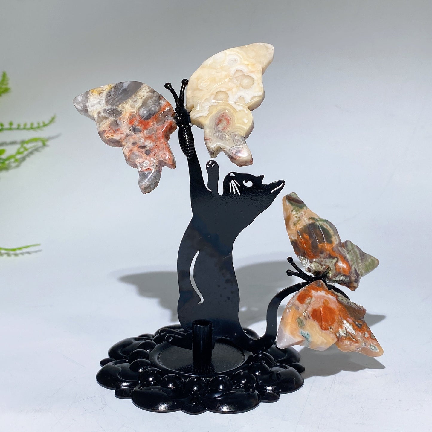 Crystal Cat Catching Butterfly Crystal Healing Bulk Wholesale