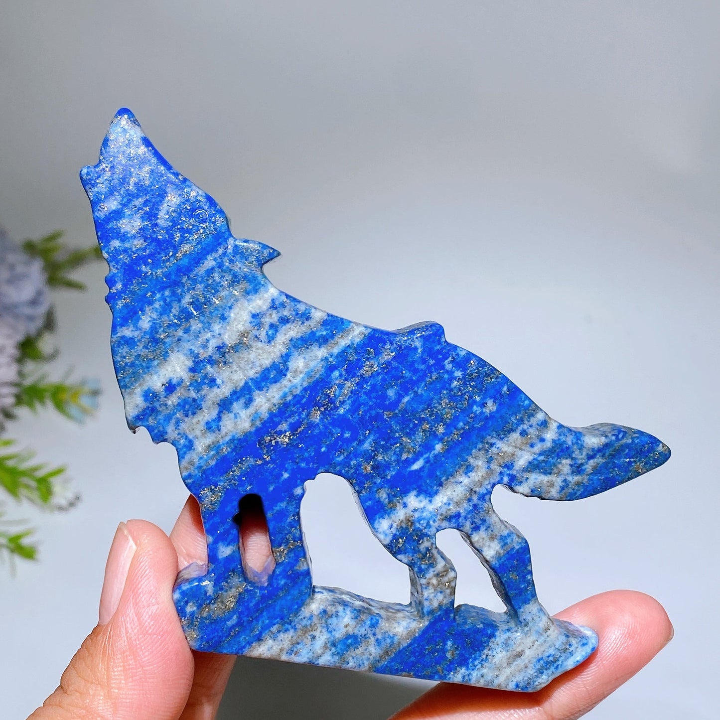 3.5" Lapis Wolf Carving Slab Crystal Healing Bulk Wholesale