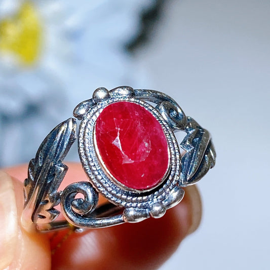 S925 UV Reactive Faceted Ruby Ring Crystal Healing Bulk Wholesale