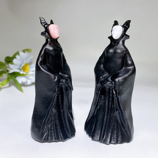 4.6" Black Obsidian Maleficent Carving Crystal Healing Bulk Wholesale
