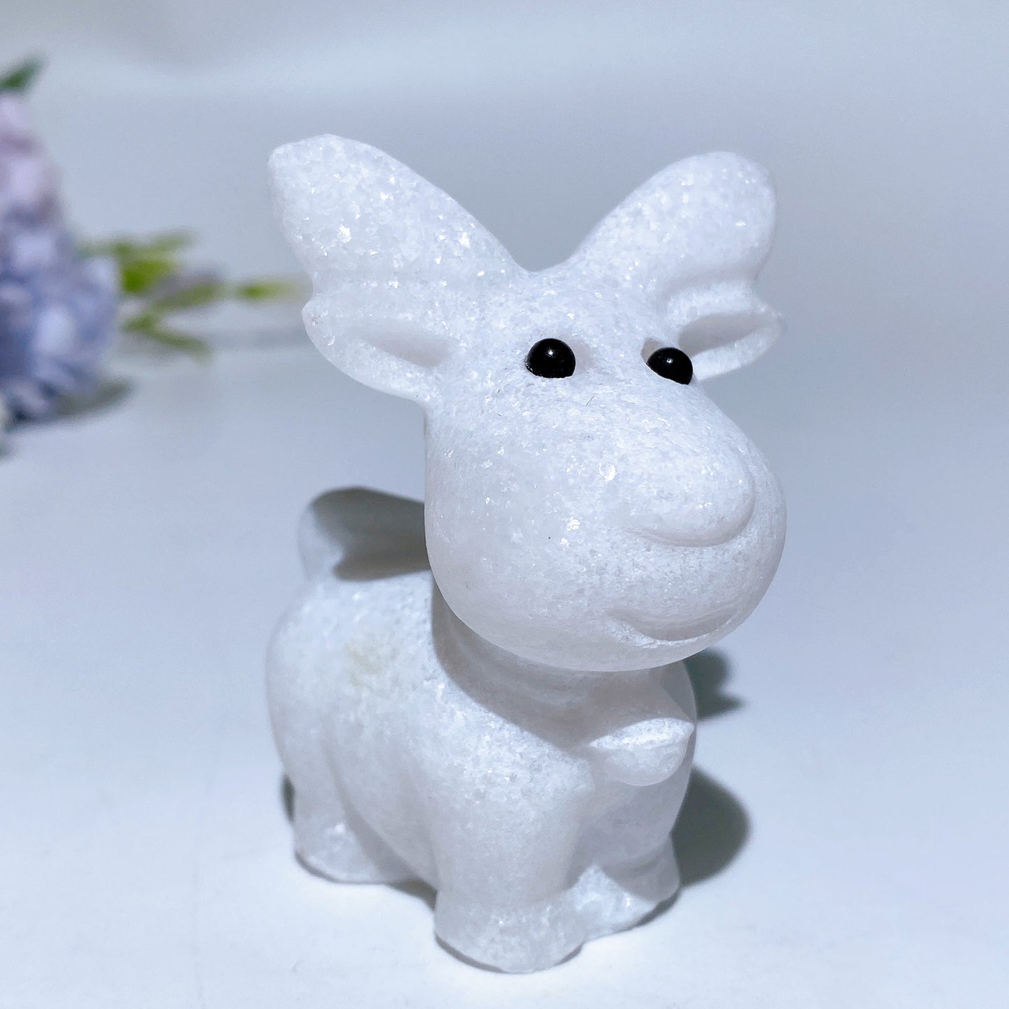 2.4" White Jade Deer Carving Crystal Healing Bulk Wholesale