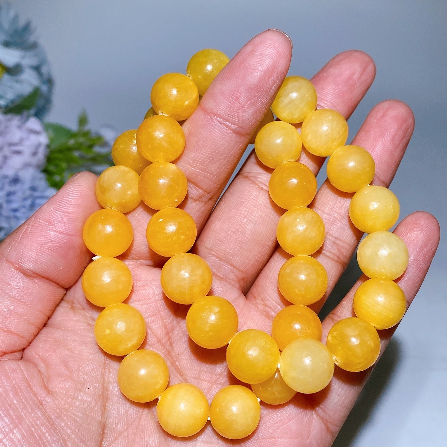 12mm Orange Calcite Bracelet Crystal Healing Bulk Wholesale