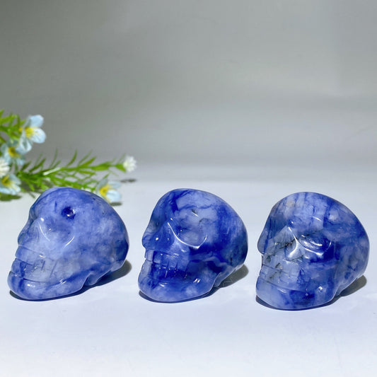 1.8" UV Reactive Sodalite Skull Carving Crystal Healing Bulk Wholesale