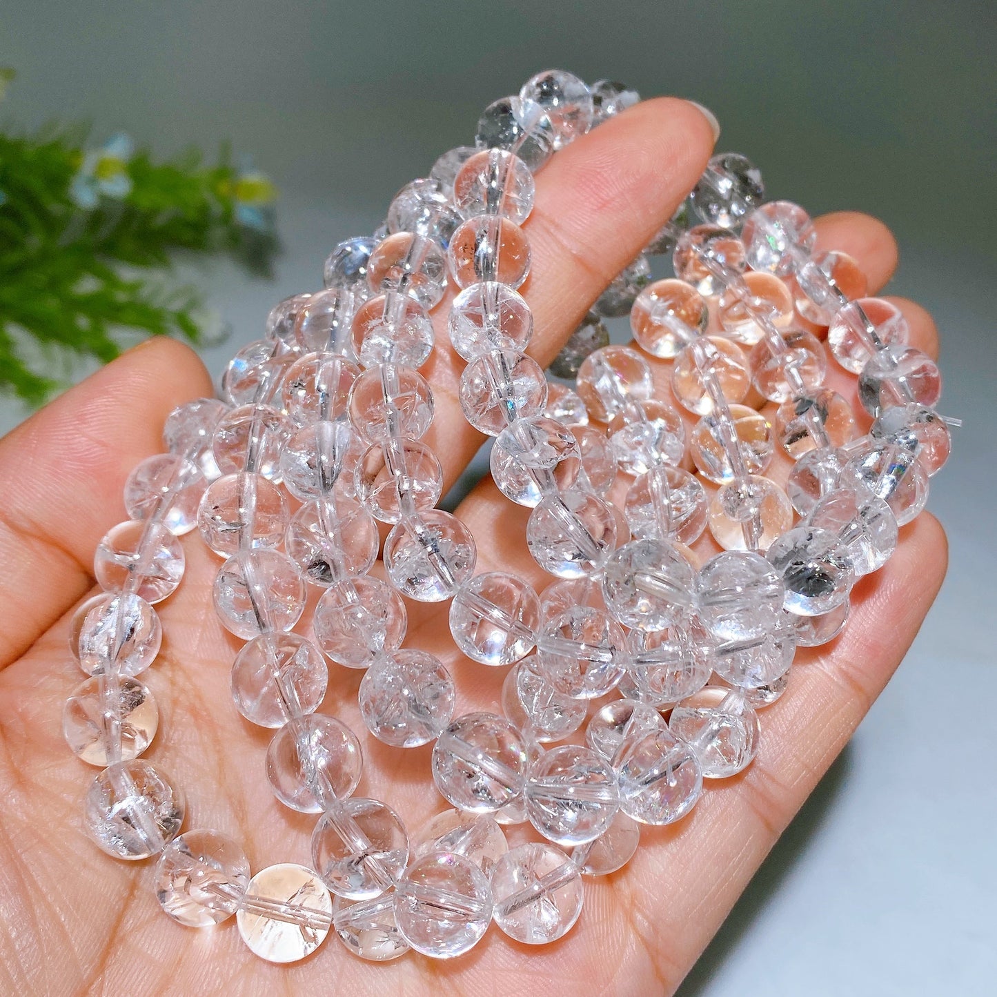 8mm 9.5mm Clear Azetulite Bracelet Crystal Healing Bulk Wholesale