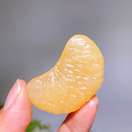 1.8" Orange Calcite Orange Segnment Fruit Carving Crystal Healing Bulk Wholesale