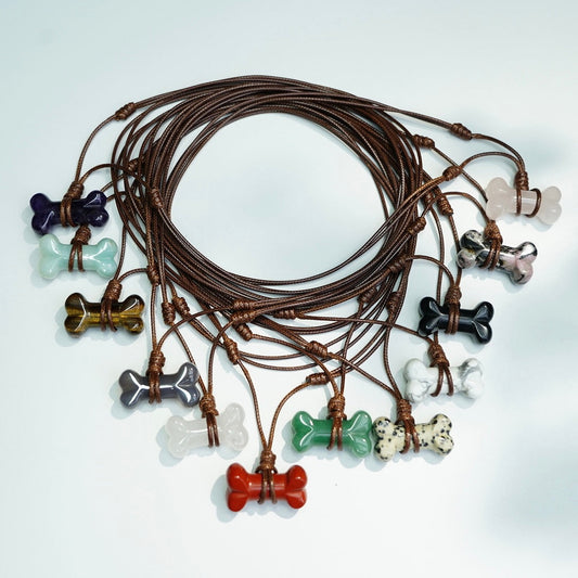 Pet Natural Crystal Bone Necklace Gift Box – Wear the Bond with Your Furry Friend