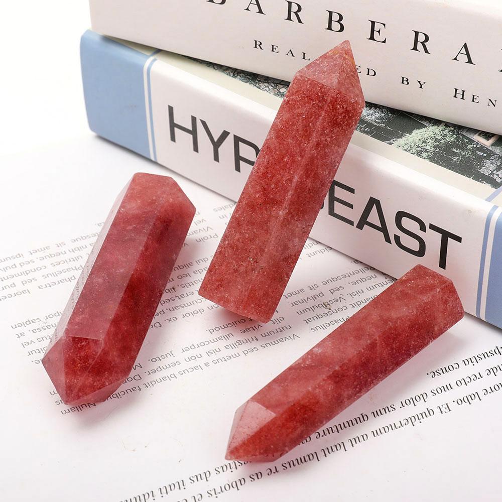 Set of 3 Strawberry Quartz Towers Points Bulk Best Crystal Wholesalers