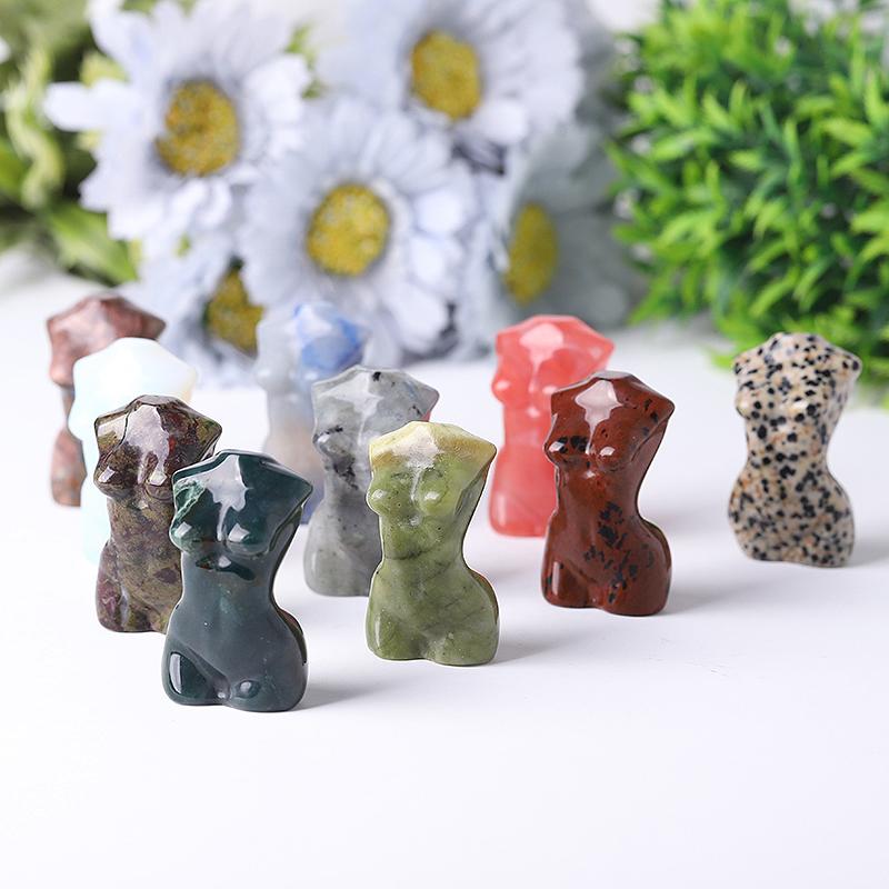 2“ Wholesale Crystal Tiny Model Figurine Crystal Torso Statue Carved Goddess