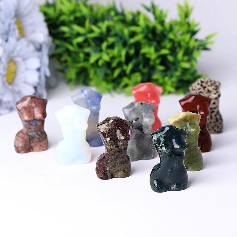2“ Wholesale Crystal Tiny Model Figurine Crystal Torso Statue Carved Goddess