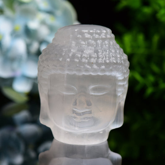3.3" Selenite Carving Buddha Head Free Form Bulk WholesaleBest Crystal Wholesalers