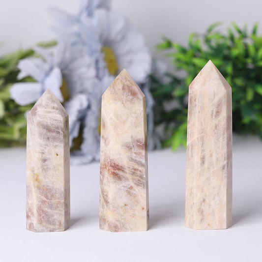 Natural Flasing Peach Moonstone Towers Points Bulk Best Crystal Wholesalers