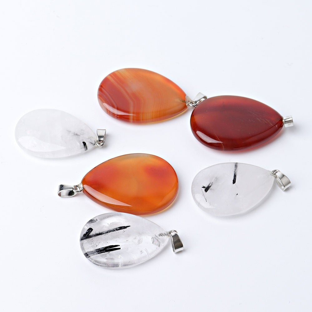 1.5" Carnelian Black Tourmaline Water Drop Pendant Best Crystal Wholesalers