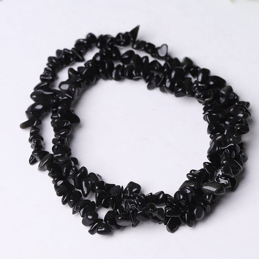 Drilled Crystal Chips with holes String for DIY bulk Bracelet Best Crystal Wholesalers Black Obsidian Amethyst Smoky Quartz Garnet