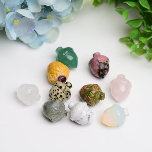 1.0" Mini Mixed Crytsal Hazelnut Crystal Carving Plants for Jewelry DIY Bulk Best Crystal Wholesalers