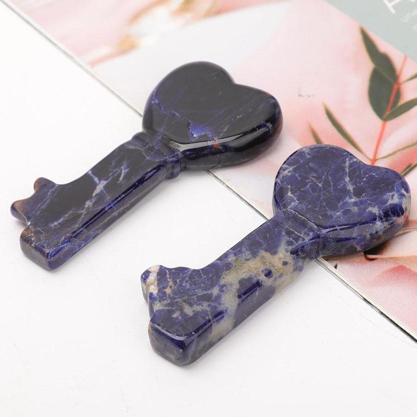 3" Sodalite Heart Key Carvings 1pc Model Bulk Best Crystal Wholesalers