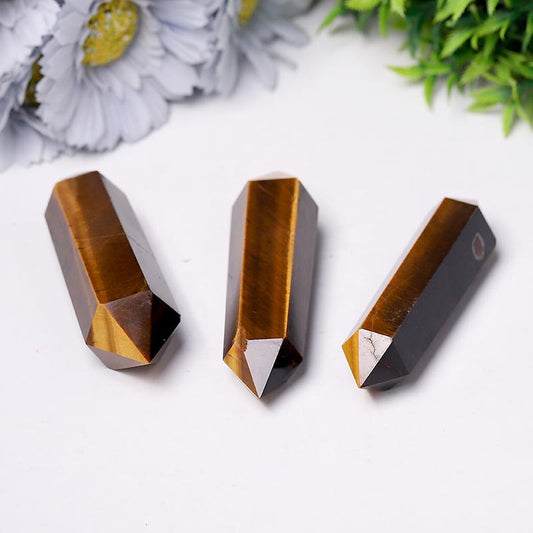 Wholesale Natural High Quality Tiger Eye Stone Quartz Crystal Double Point DT Wand Best Crystal Wholesalers