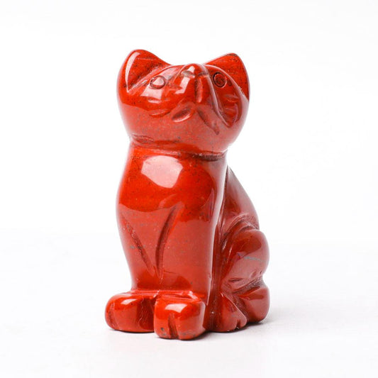 1.5" Red Jasper Cat Figurine Crystal Carvings Animal Bulk Best Crystal Wholesalers