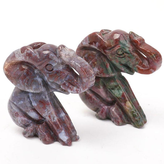 2" Ocean Jasper Elephant Carvings Animal Bulk Best Crystal Wholesalers