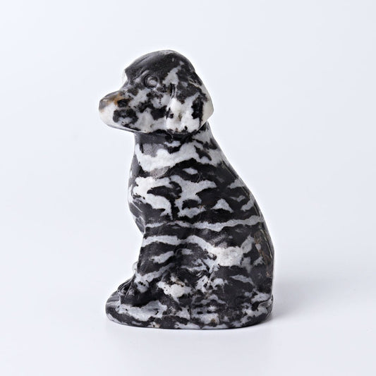 3" Zebra Jasper Dog Crystal Carvings Animal Bulk Best Crystal Wholesalers