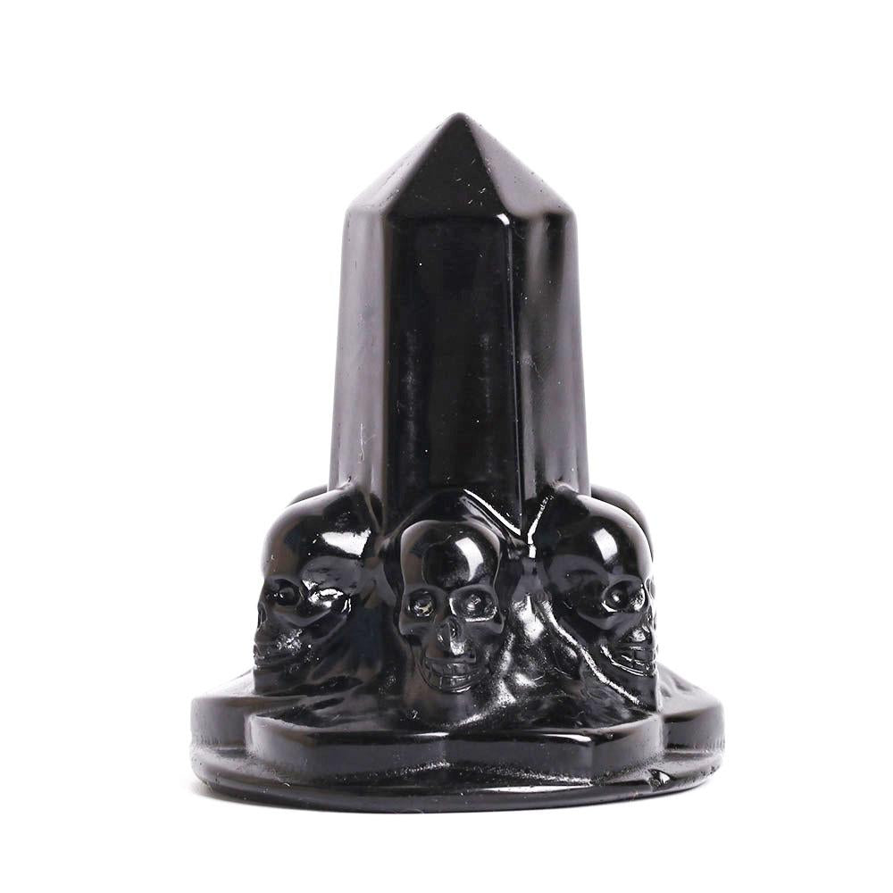 Black Obsidian Towers Points Bulk With Carving Skull Decor Best Crystal Wholesalers