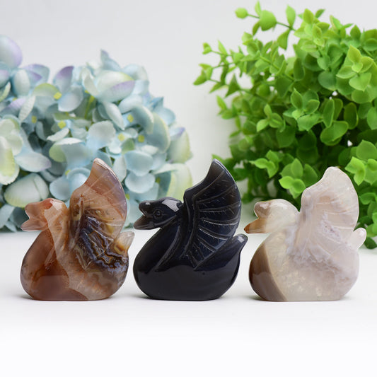 3.0" Druzy Agate Swan Animal Crystal Carving Bulk Best Crystal Wholesalers