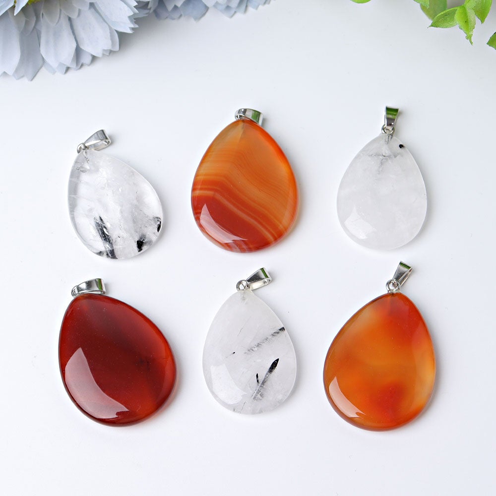 1.5" Carnelian Black Tourmaline Water Drop Pendant Best Crystal Wholesalers