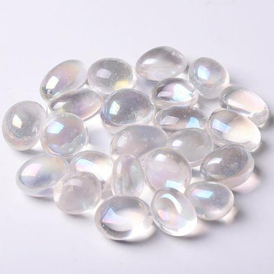 0.1kg 20mm-30mm Hot Sale Angle Aura Clear Quartz bulk tumbled stone Best Crystal Wholesalers