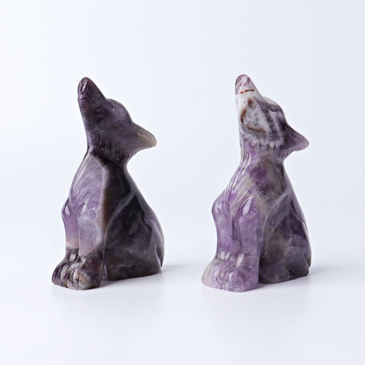 3" Dream Amethyst Wolf Crystal Carvings Animal Bulk Best Crystal Wholesalers