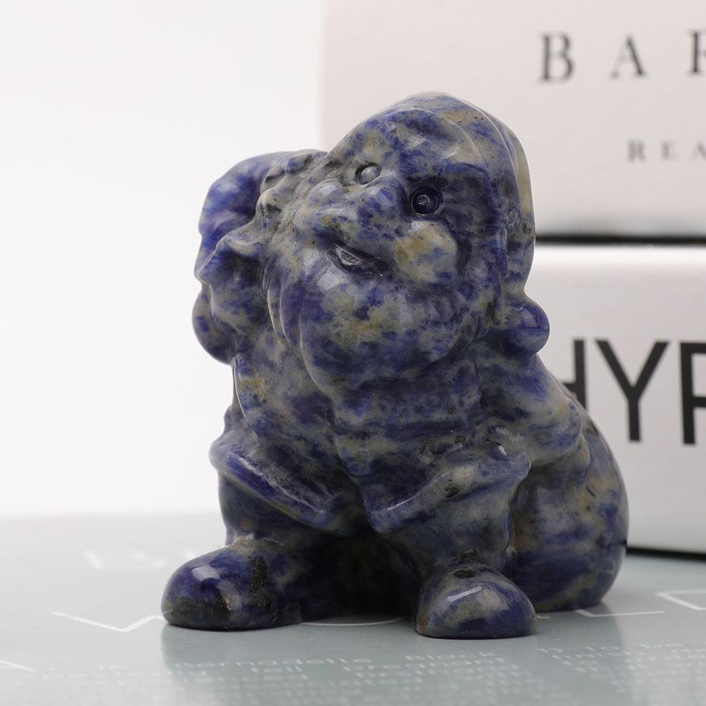 Sodalite Santa Claus Carvings for Christmas Decor