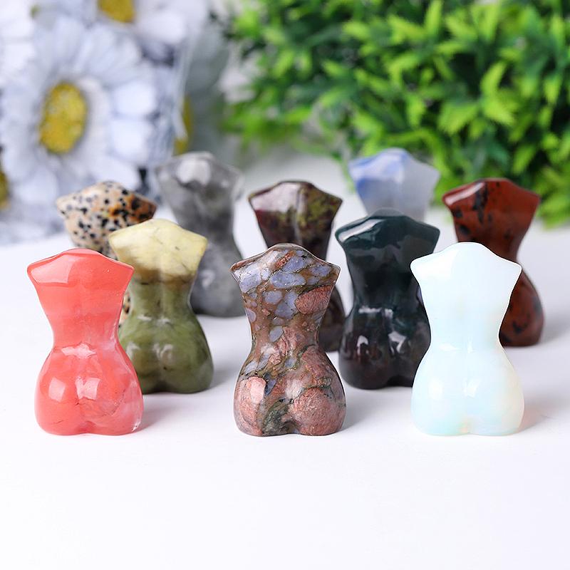 2“ Wholesale Crystal Tiny Model Figurine Crystal Torso Statue Carved Goddess
