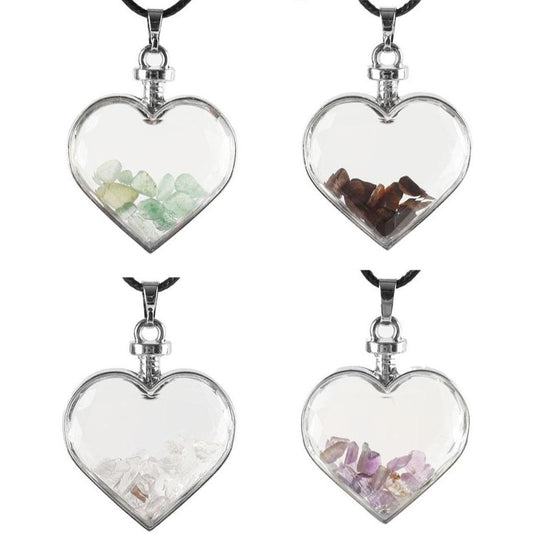 Heart Shaped Crystal Chips Infused Pendant