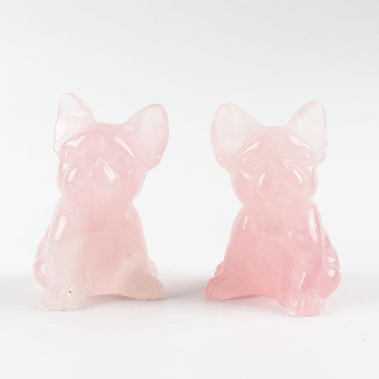 2" Rose Quartz Crystal Carving Dog Free Form Animal Bulk Best Crystal Wholesalers