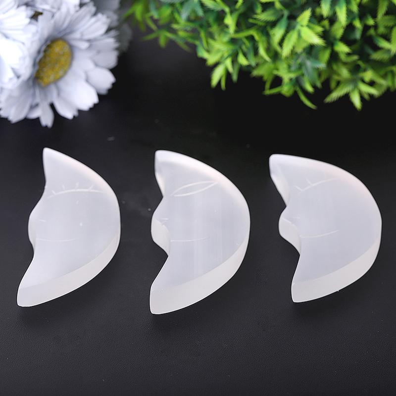 3.5"-4" Hand Carved Selenite Moon Bulk Best Crystal Wholesalers
