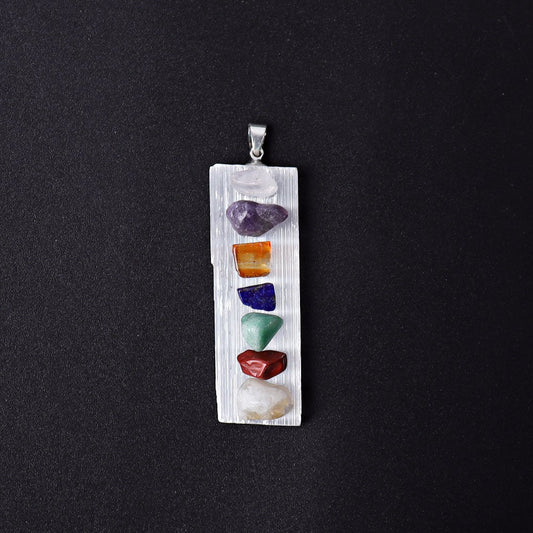 2" Selenite Stick with Chakra Decoration Pendant Best Crystal Wholesalers