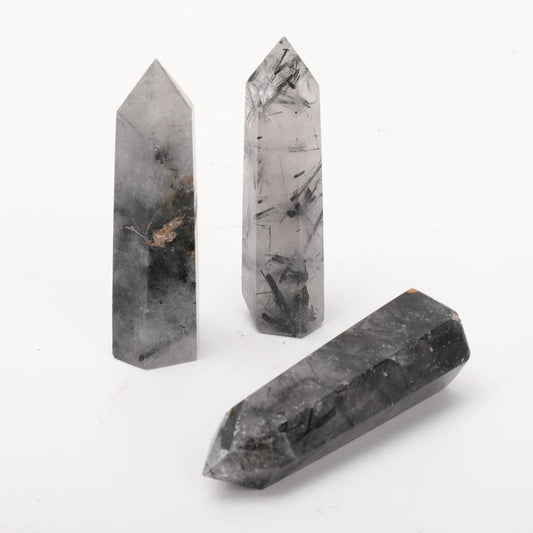 Set of 3 Black Tourmaline Crystal Towers Points Bulk Best Crystal Wholesalers