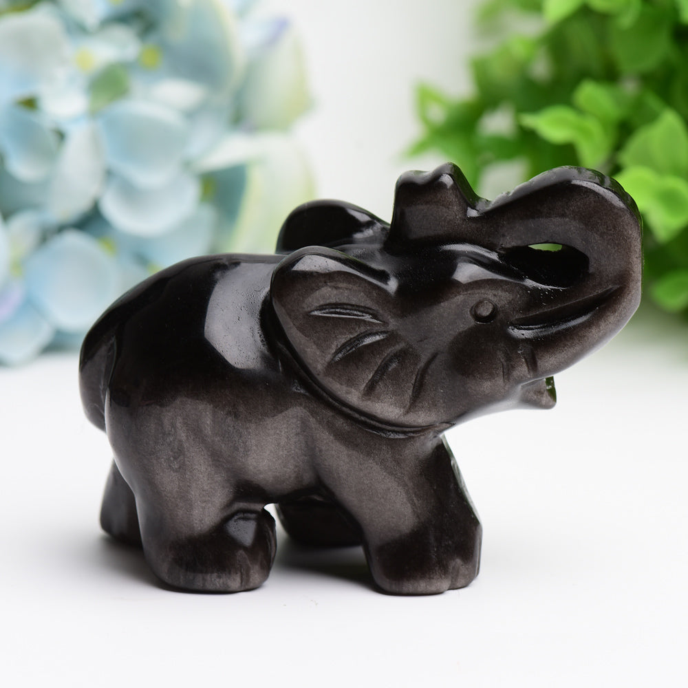 4.0" Mixed Crystal Elephant Animal Crystal Carving Bulk Best Crystal Wholesalers