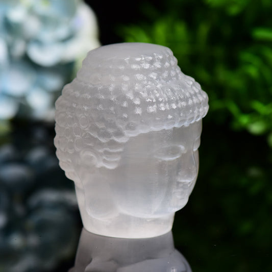 3.3" Selenite Carving Buddha Head Free Form Bulk WholesaleBest Crystal Wholesalers