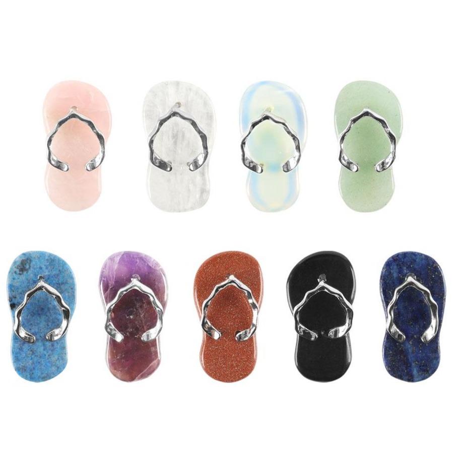 Natural High Quality Mini Crystal Slippers Flip Flops Shape Crystal Pendant