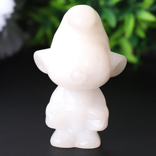 2.6" White Jade The Smurfs Crystal Carvings Cartoon Bulk Best Crystal Wholesalers