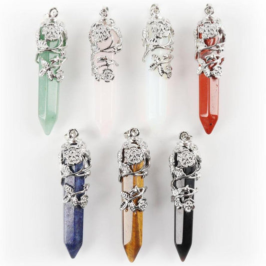 Hexagonal Wire Wrapped Pointed Quartz Pendant Best Crystal Wholesalers