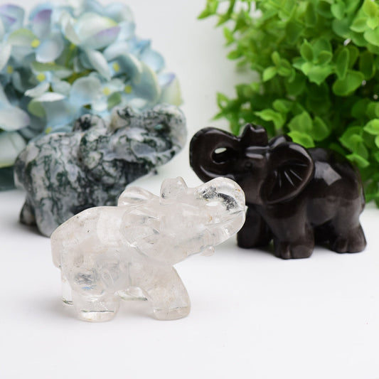 4.0" Mixed Crystal Elephant Animal Crystal Carving Bulk Best Crystal Wholesalers
