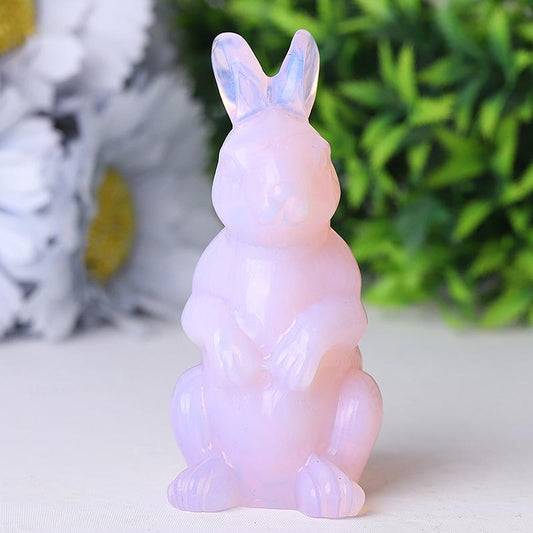 3.3" Pink Opalite Rabbit Crystal Carvings Best Crystal Wholesalers