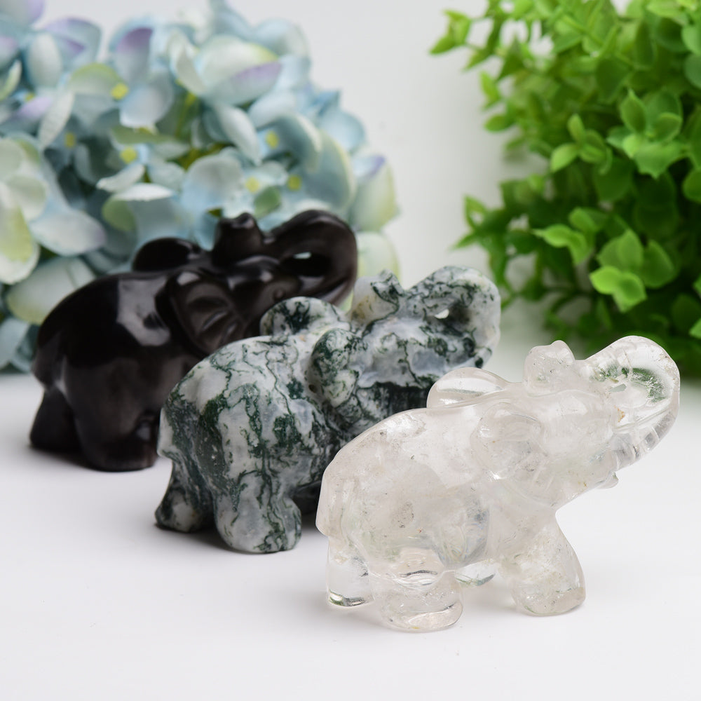 4.0" Mixed Crystal Elephant Animal Crystal Carving Bulk Best Crystal Wholesalers