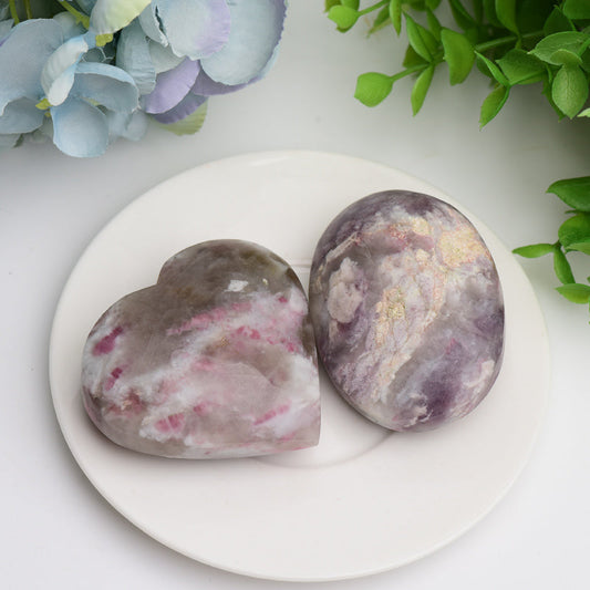 2.5" Pink Tourmaline Heart Shape & Palm Stone Bulk Crystal wholesale suppliers