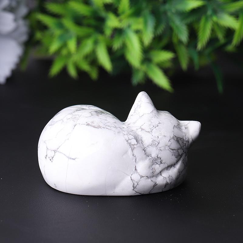 2.1" Howlite Sleepy Cat Crystal Carvings Best Crystal Wholesalers