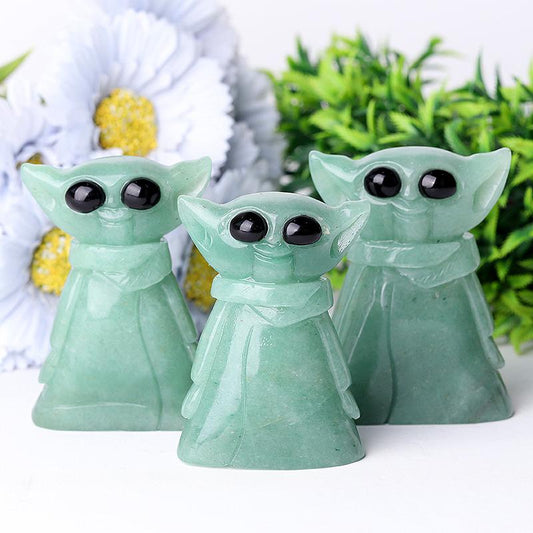3" Green Aventurine Baby Yoda Master Crystal Carvings Cartoon Bulk Best Crystal Wholesalers