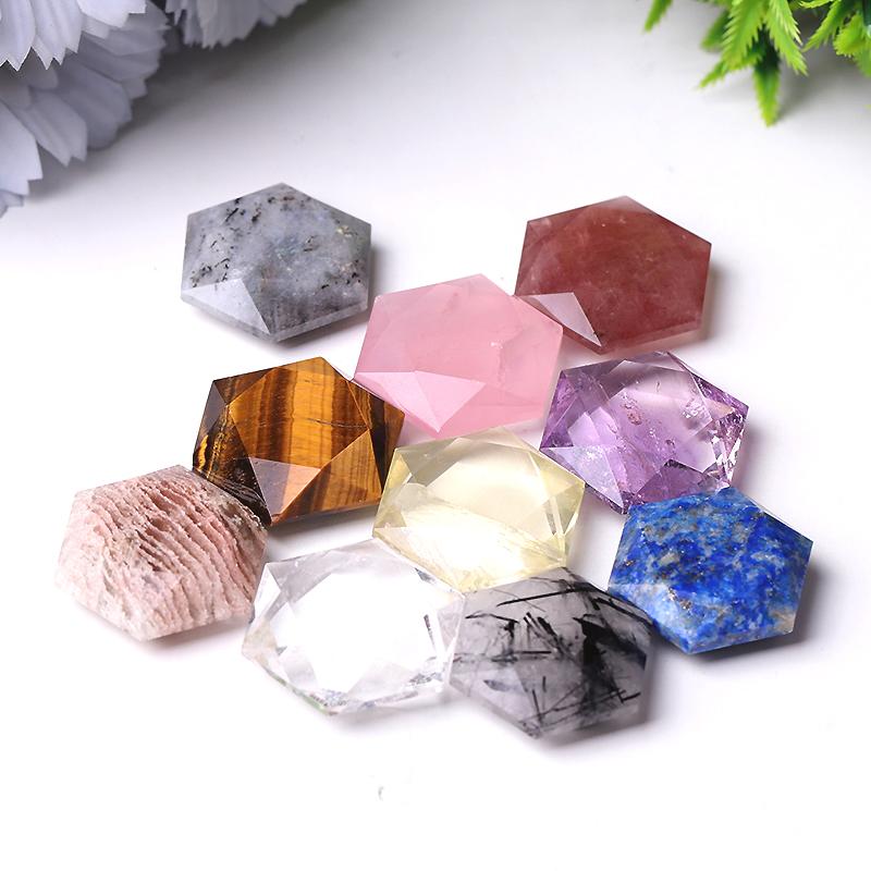 1" Crystal Hexagon Pocket Stone for Pendant for DIY Best Crystal Wholesalers