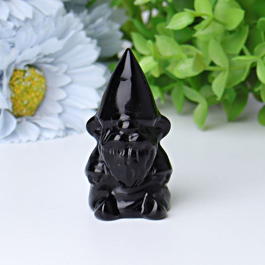 2.3" Black Obsidian Dwarf Crystal Carvings Cartoon Bulk Best Crystal Wholesalers