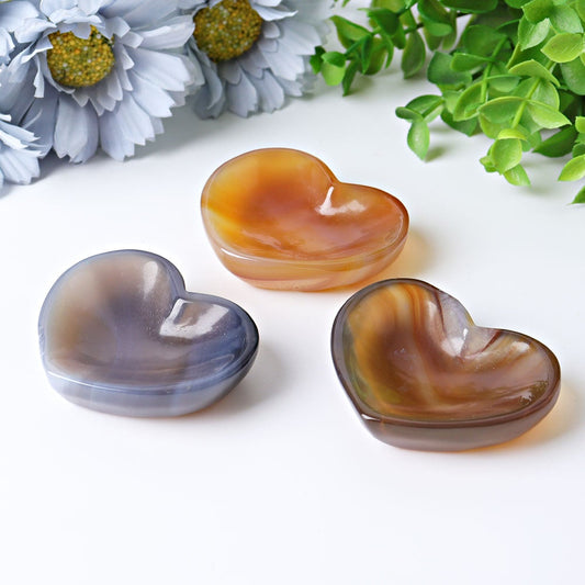 2.1" Agate Heart Shape Bowls Crystal Carvings Best Crystal Wholesalers